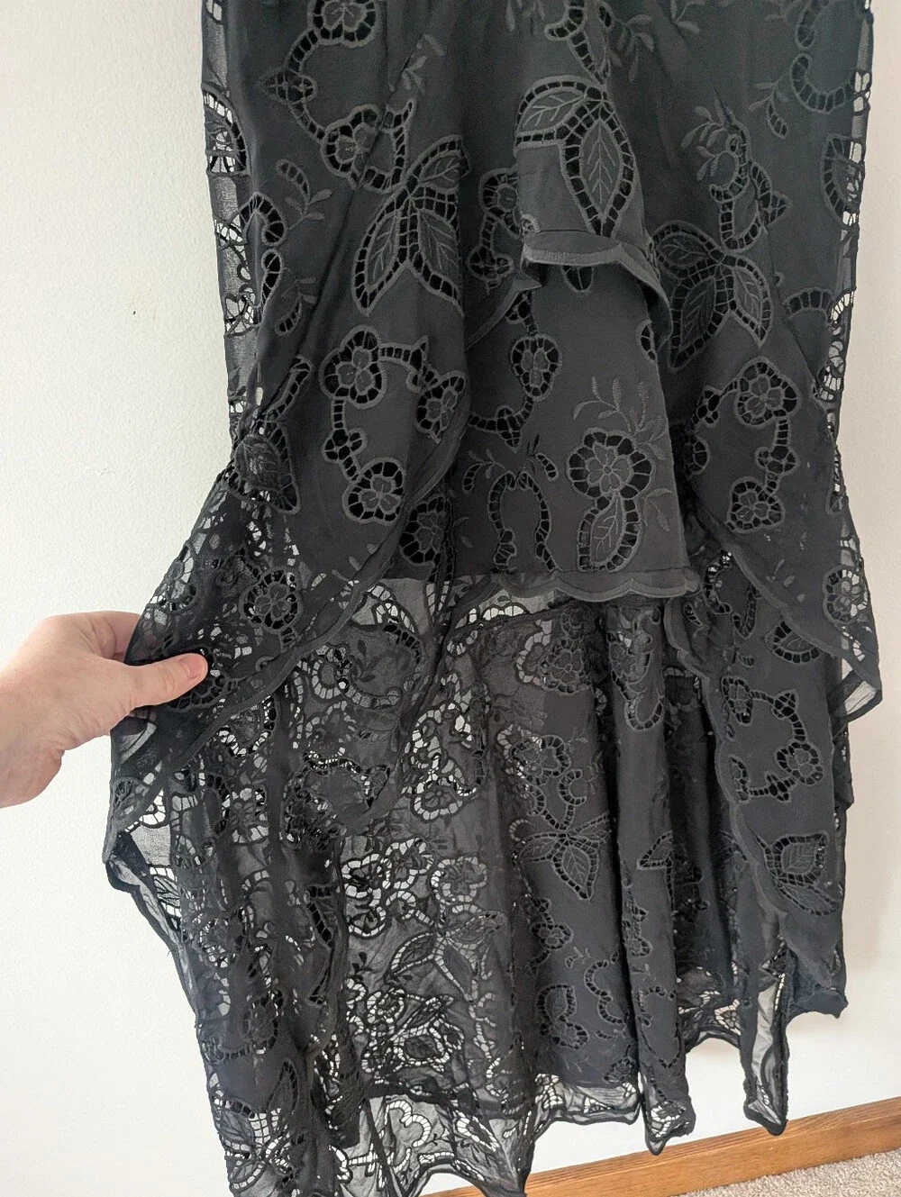 NWT! Free People Catalina Broderie Anglaise Black Lace Maxi Dress Size 6 - Picture 5 of 12
